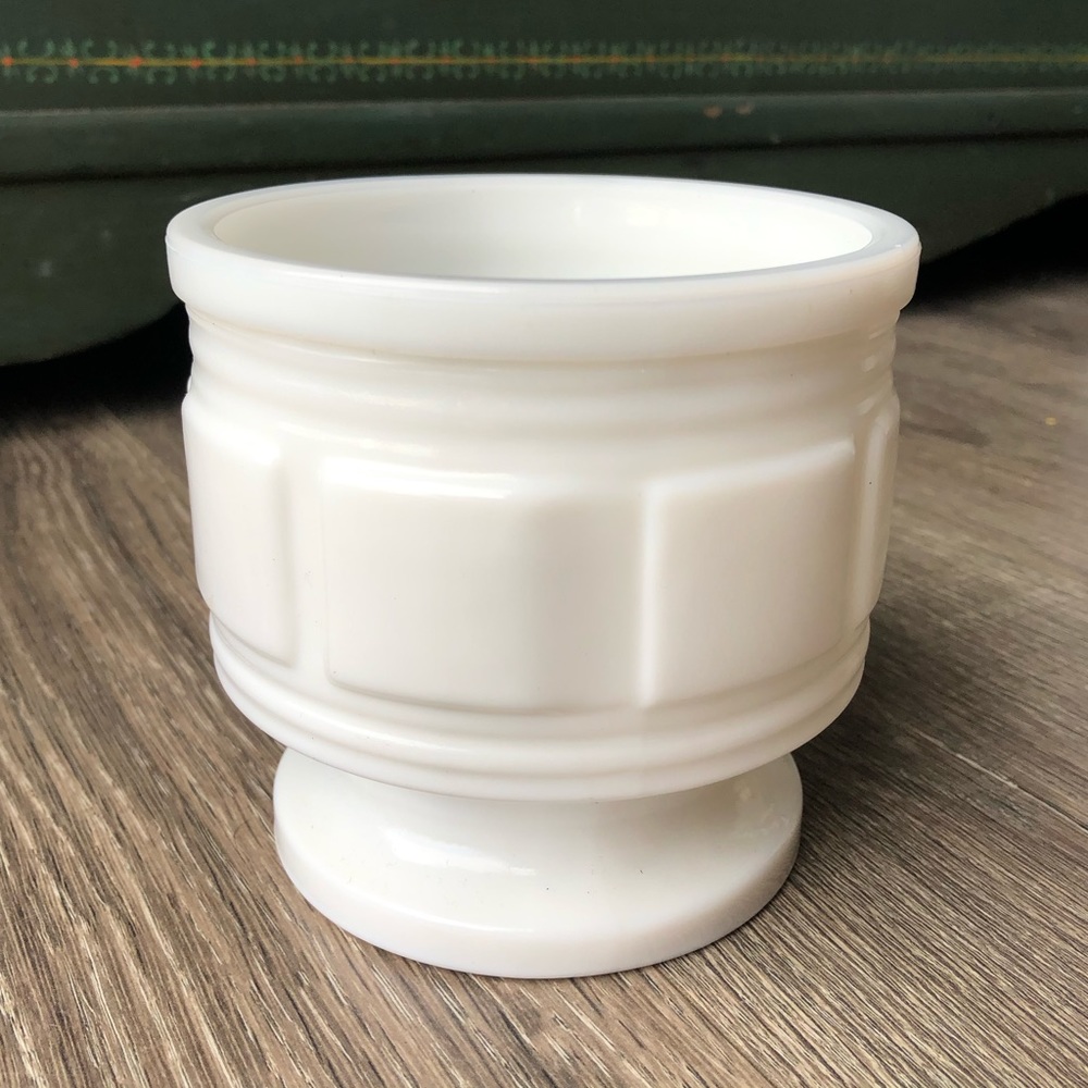 Vintage Randall White Milk Glass Window Pane Jardiniere Pedestal Vase Pl…
